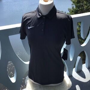 NWT Nike Dry Short Sleeve Button-up V-Neck Polo Top Shirt Blouse in Gray